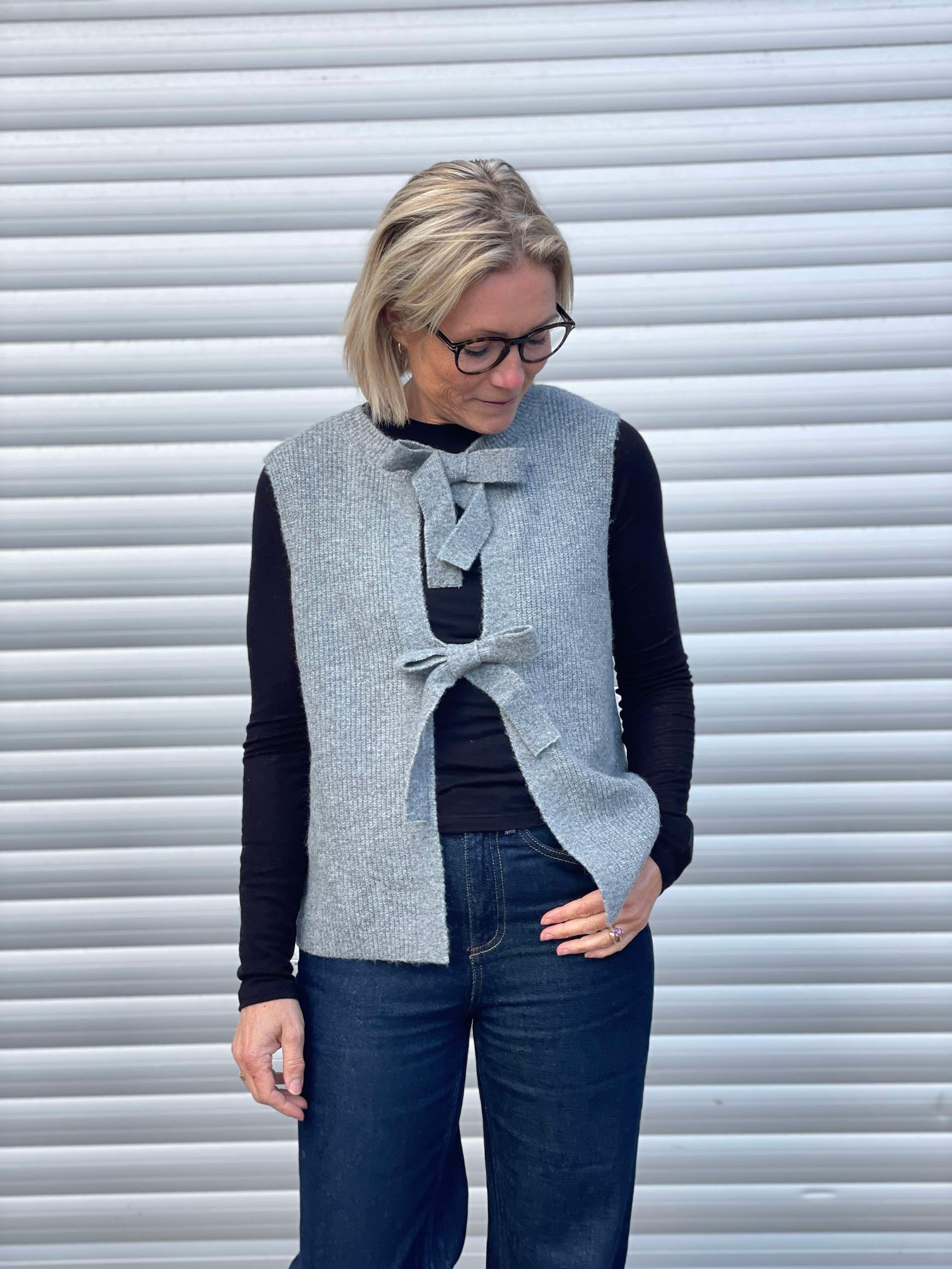 PCSILLY Knit Vest - Medium Grey Melange